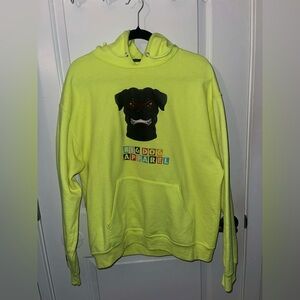 Big Dog Apparel Neon Yellow Pullover Hoodie Size Large Preowned